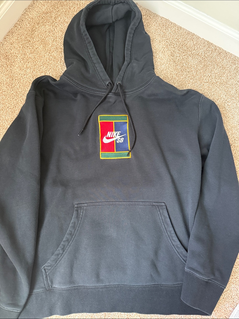 Nike Black Crewneck Hoodie with Multicolor SB Patch